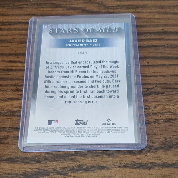 2022 Topps Series 1 Javier Baez Stars of the MLB #SMLB-5 New York Mets - Picture 3 of 3